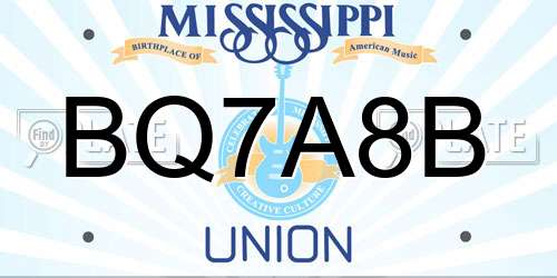 BQ7A8B Mississippi License Plate