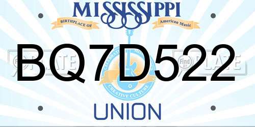 BQ7D522 Mississippi License Plate