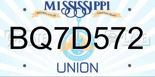 BQ7D572 Mississippi License Plate