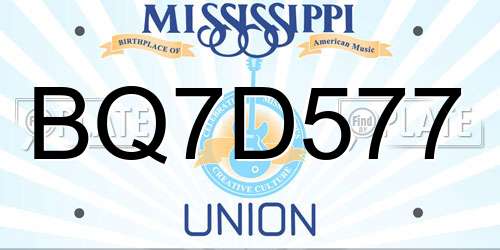 BQ7D577 Mississippi License Plate