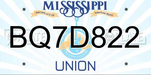 BQ7D822 Mississippi License Plate