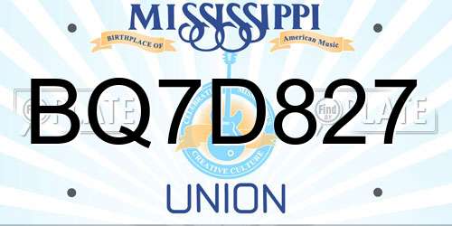 BQ7D827 Mississippi License Plate