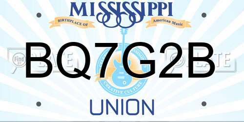BQ7G2B Mississippi License Plate