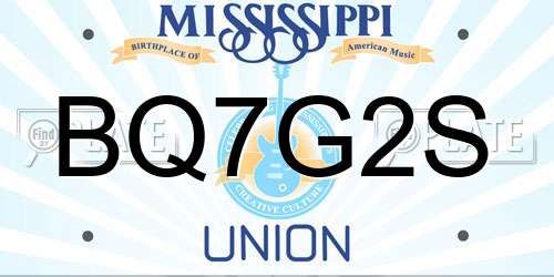 BQ7G2S Mississippi License Plate