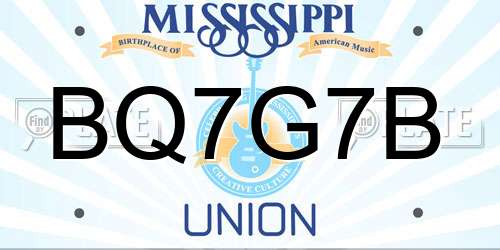 BQ7G7B Mississippi License Plate