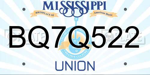 BQ7Q522 Mississippi License Plate