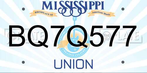 BQ7Q577 Mississippi License Plate