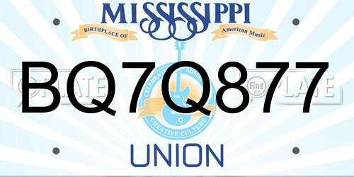 BQ7Q877 Mississippi License Plate