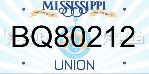 BQ80212 Mississippi License Plate