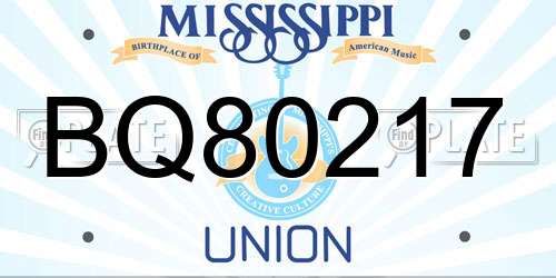 BQ80217 Mississippi License Plate