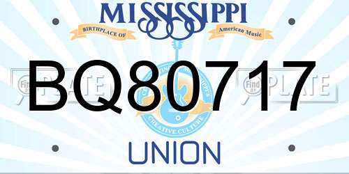 BQ80717 Mississippi License Plate