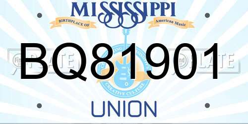 BQ81901 Mississippi License Plate