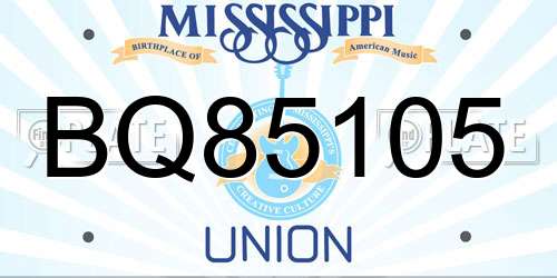 BQ85105 Mississippi License Plate