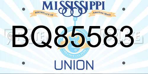 BQ85583 Mississippi License Plate