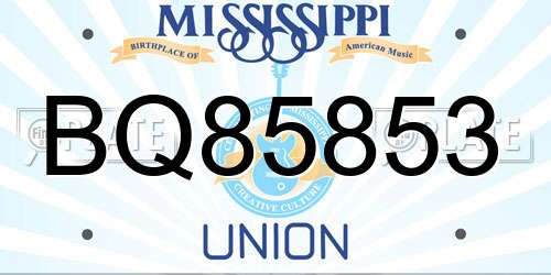 BQ85853 Mississippi License Plate
