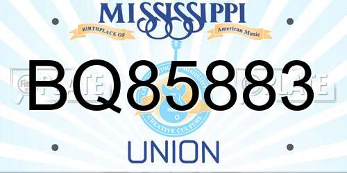 BQ85883 Mississippi License Plate