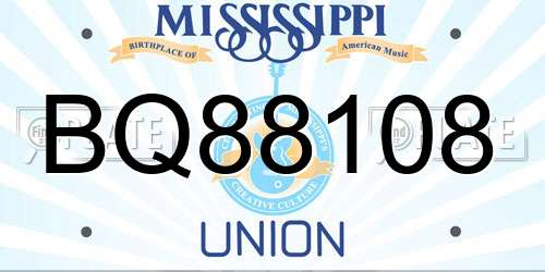 BQ88108 Mississippi License Plate