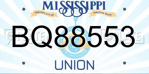 BQ88553 Mississippi License Plate
