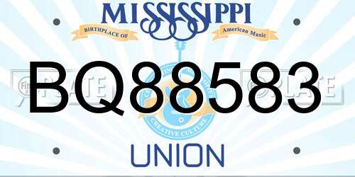 BQ88583 Mississippi License Plate