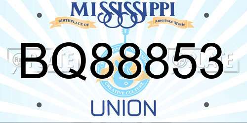 BQ88853 Mississippi License Plate