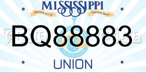 BQ88883 Mississippi License Plate