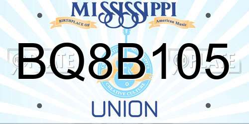 BQ8B105 Mississippi License Plate