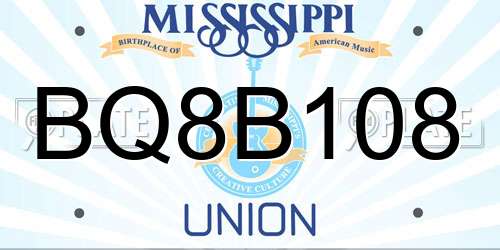 BQ8B108 Mississippi License Plate