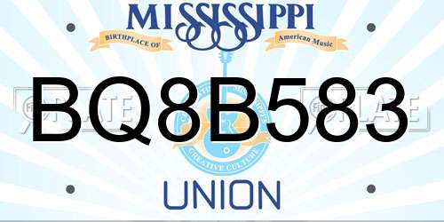 BQ8B583 Mississippi License Plate