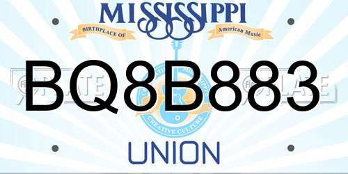 BQ8B883 Mississippi License Plate