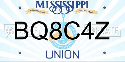 BQ8C4Z Mississippi License Plate
