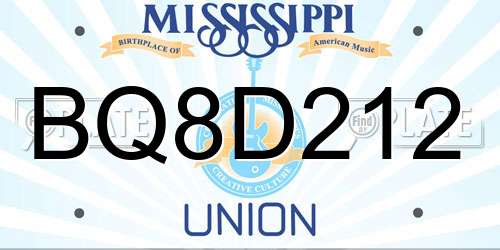 BQ8D212 Mississippi License Plate