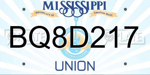 BQ8D217 Mississippi License Plate