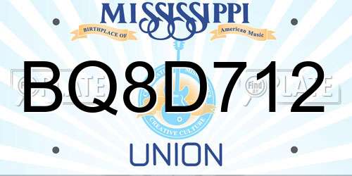 BQ8D712 Mississippi License Plate
