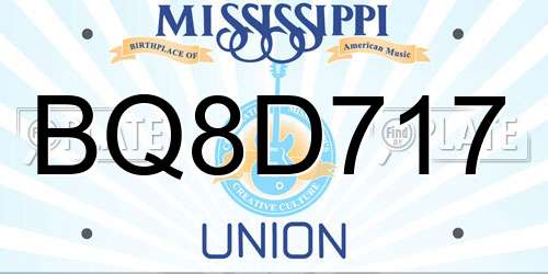 BQ8D717 Mississippi License Plate