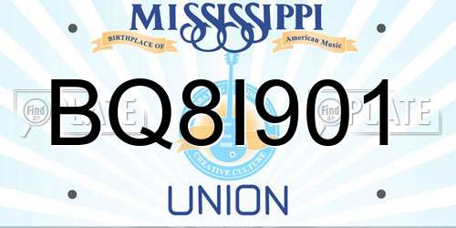 BQ8I901 Mississippi License Plate