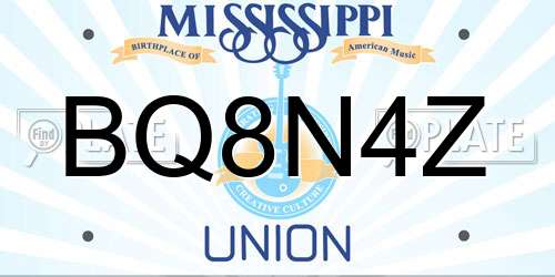 BQ8N4Z Mississippi License Plate