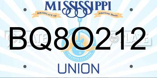 BQ8O212 Mississippi License Plate