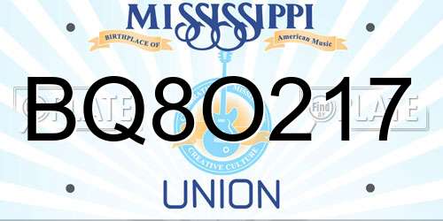 BQ8O217 Mississippi License Plate