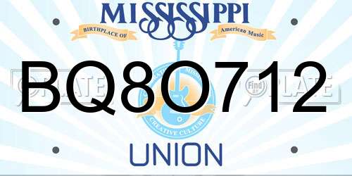 BQ8O712 Mississippi License Plate