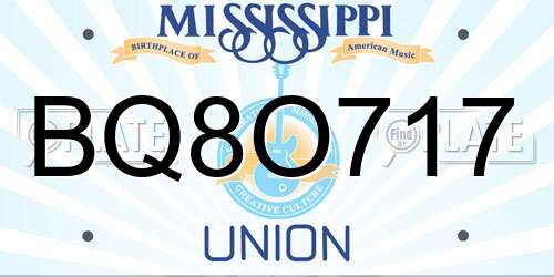 BQ8O717 Mississippi License Plate