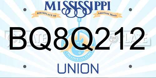 BQ8Q212 Mississippi License Plate