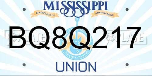BQ8Q217 Mississippi License Plate