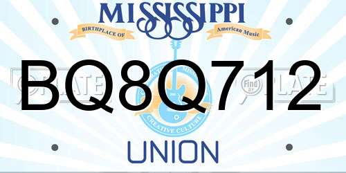 BQ8Q712 Mississippi License Plate