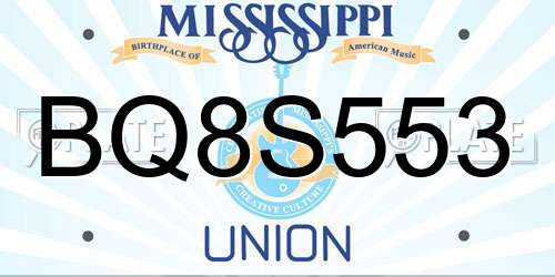 BQ8S553 Mississippi License Plate