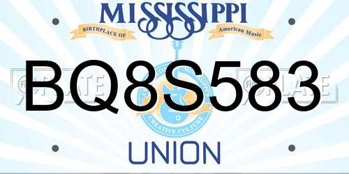 BQ8S583 Mississippi License Plate