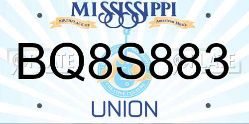 BQ8S883 Mississippi License Plate