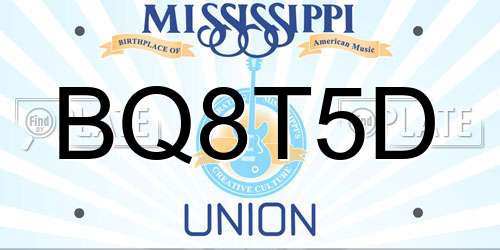 BQ8T5D Mississippi License Plate