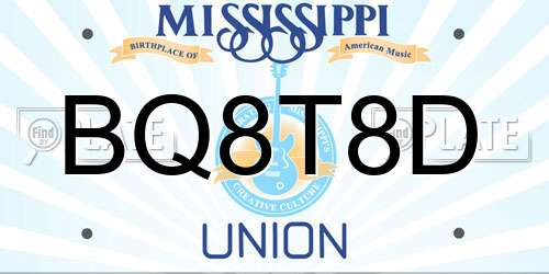 BQ8T8D Mississippi License Plate
