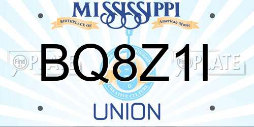 BQ8Z1I Mississippi License Plate