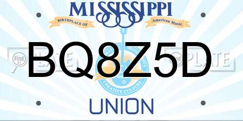 BQ8Z5D Mississippi License Plate